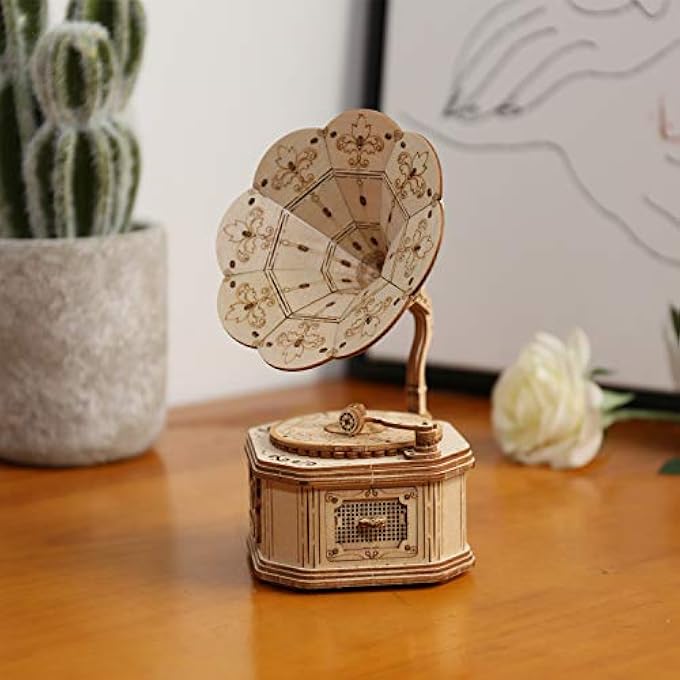 3D WOODEN PUZZLES GRAMOPHONE FOR KIDS, 3D WOODEN MODEL GRAMOPHONE BUILDING KITS FOR ADULTS, BRAIN TERSER ASSEMBLY MODELS, BEST TOY GIFTS FOR ADULTS & KIDS TO BUILD GIFTS FOR BIRTHDAY - Image 2